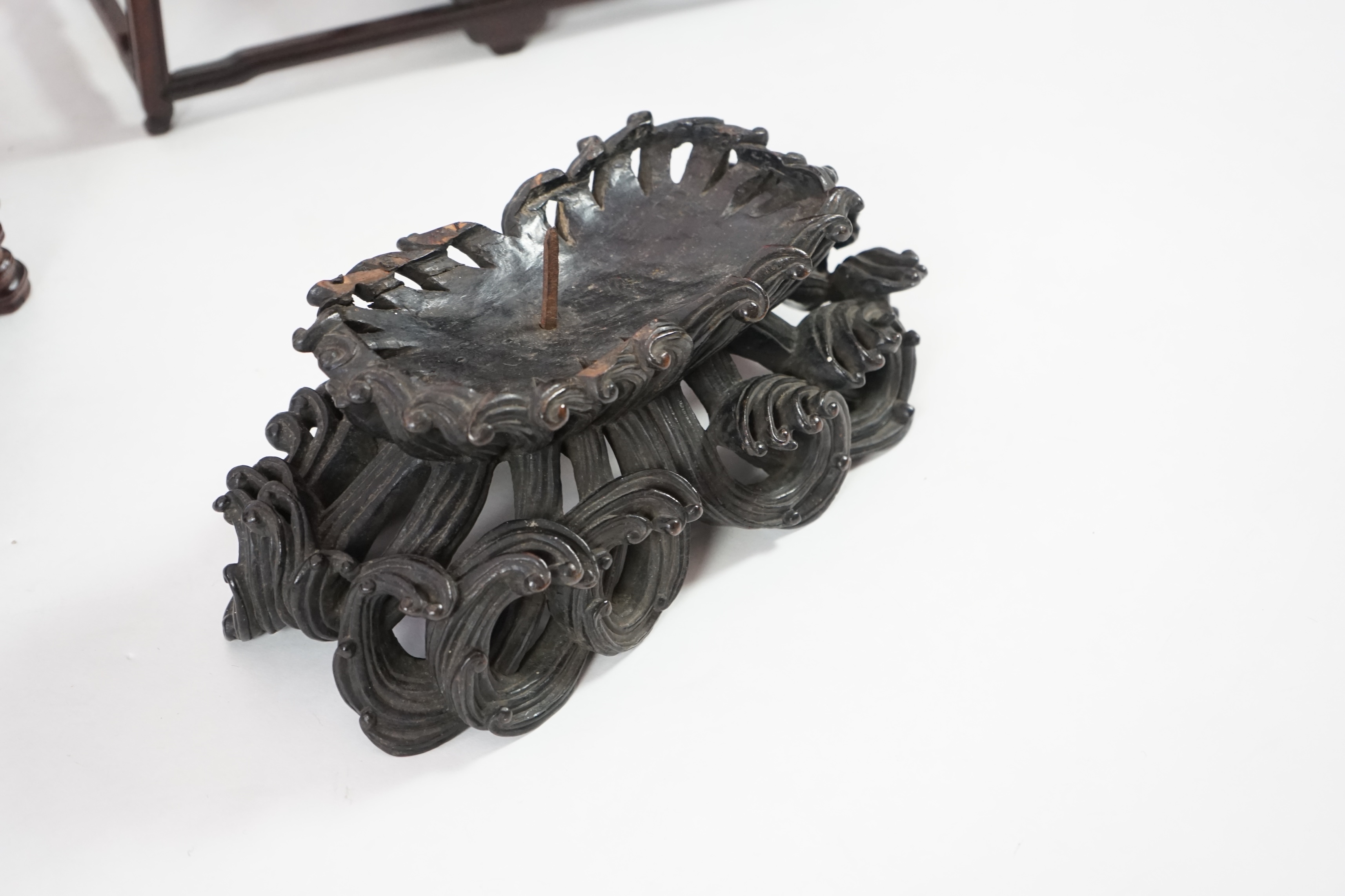 Three Chinese carved wood stands, 19th/early 20th century
